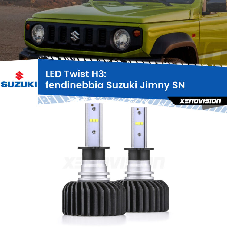 <strong>Kit fendinebbia LED</strong> H3 per <strong>Suzuki Jimny</strong> SN 1998 in poi. Compatte, impermeabili, senza ventola: praticamente indistruttibili. Top Quality.