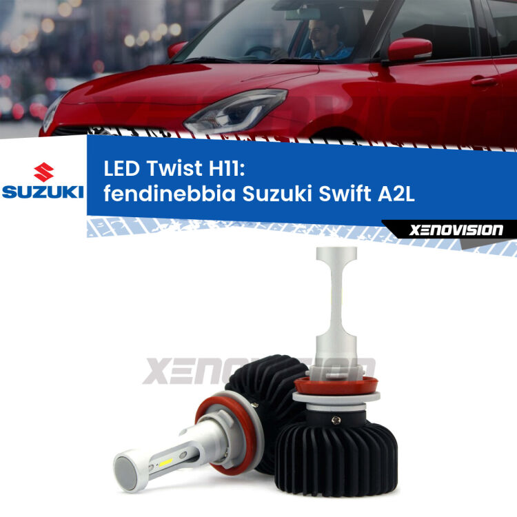 <strong>Kit fendinebbia LED</strong> H11 per <strong>Suzuki Swift</strong> A2L 2017 in poi. Compatte, impermeabili, senza ventola: praticamente indistruttibili. Top Quality.