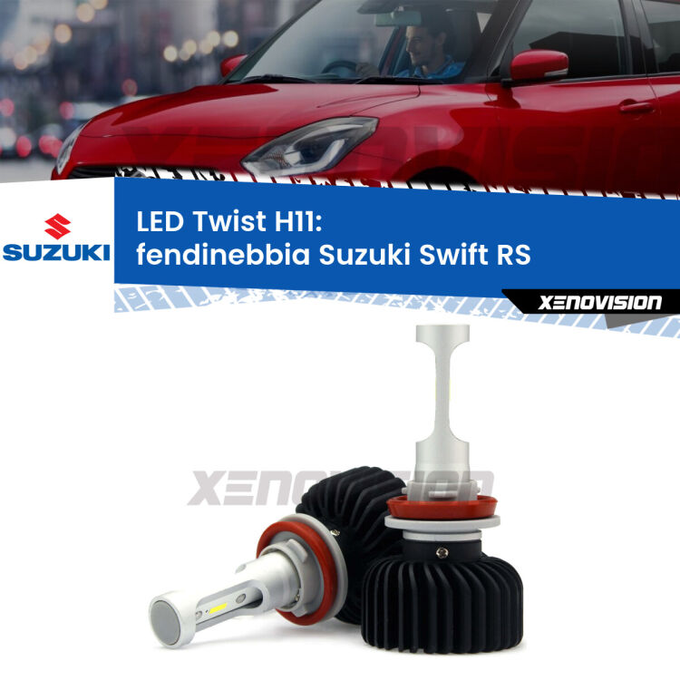 <strong>Kit fendinebbia LED</strong> H11 per <strong>Suzuki Swift</strong> RS 2005 - 2010. Compatte, impermeabili, senza ventola: praticamente indistruttibili. Top Quality.