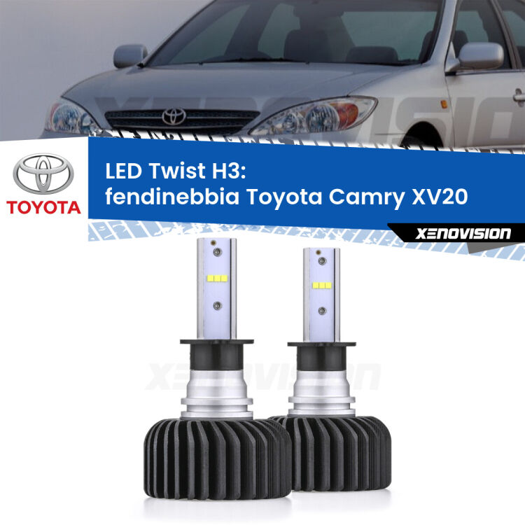 <strong>Kit fendinebbia LED</strong> H3 per <strong>Toyota Camry</strong> XV20 1996 - 2001. Compatte, impermeabili, senza ventola: praticamente indistruttibili. Top Quality.