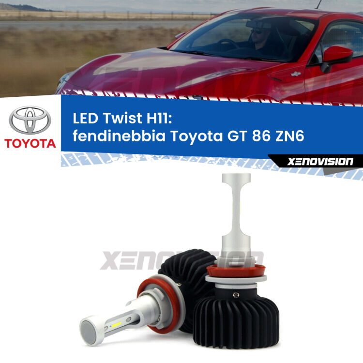 <strong>Kit fendinebbia LED</strong> H11 per <strong>Toyota GT 86</strong> ZN6 2012 - 2020. Compatte, impermeabili, senza ventola: praticamente indistruttibili. Top Quality.