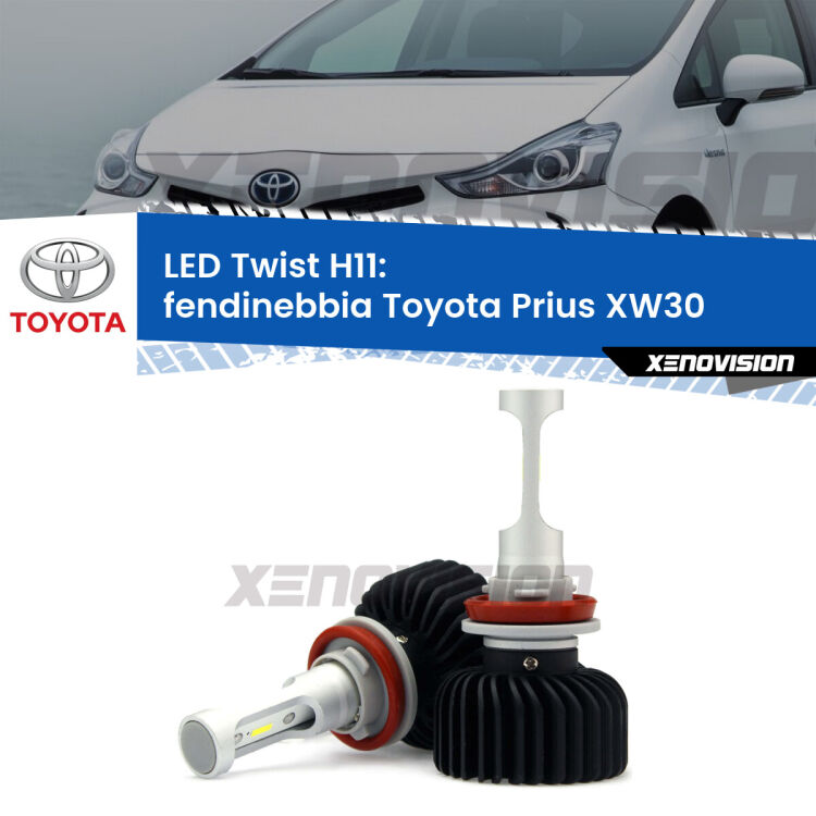 <strong>Kit fendinebbia LED</strong> H11 per <strong>Toyota Prius</strong> XW30 2008 - 2011. Compatte, impermeabili, senza ventola: praticamente indistruttibili. Top Quality.