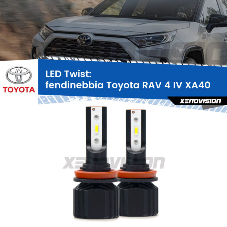 Fendinebbia LED Toyota RAV 4 IV XA40 2012 - 2018: Twist 11,000Lm <strong>Kit fendinebbia LED</strong> per <strong>Toyota RAV 4 IV</strong> XA40 2012 - 2018. Compatte, impermeabili, senza ventola: praticamente indistruttibili. Top Quality.
