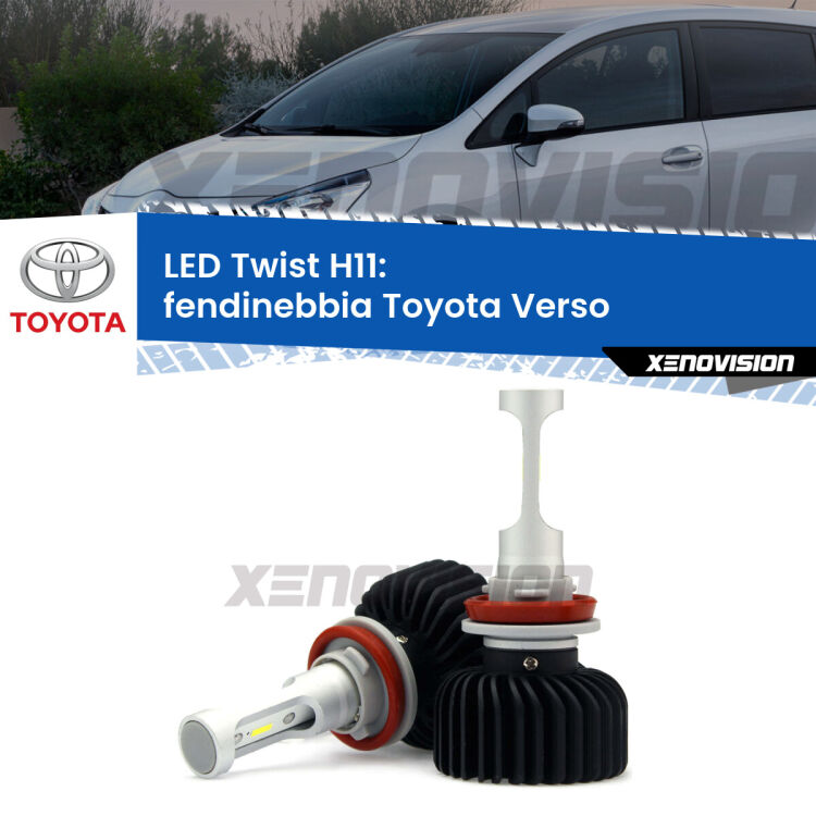 <strong>Kit fendinebbia LED</strong> H11 per <strong>Toyota Verso</strong>  2009 - 2012. Compatte, impermeabili, senza ventola: praticamente indistruttibili. Top Quality.