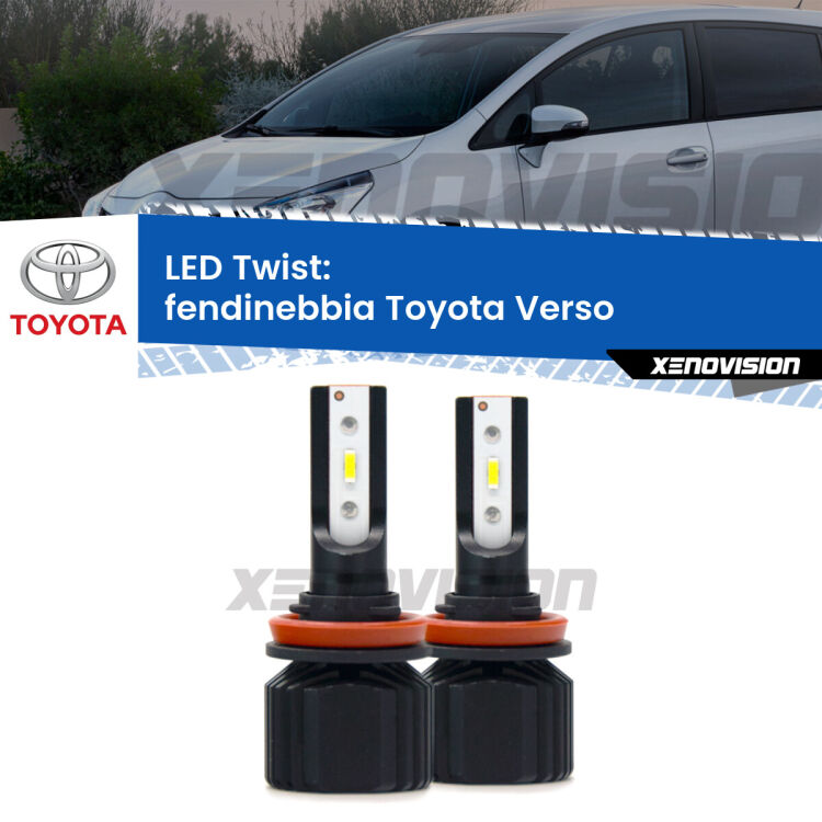 Fendinebbia LED Toyota Verso 2009 - 2012: Twist 11,000Lm <strong>Kit fendinebbia LED</strong> per <strong>Toyota Verso</strong> 2009 - 2012. Compatte, impermeabili, senza ventola: praticamente indistruttibili. Top Quality.