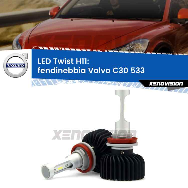 <strong>Kit fendinebbia LED</strong> H11 per <strong>Volvo C30</strong> 533 2006 - 2013. Compatte, impermeabili, senza ventola: praticamente indistruttibili. Top Quality.