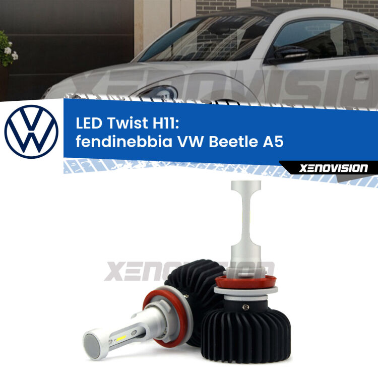 <strong>Kit fendinebbia LED</strong> H11 per <strong>VW Beetle</strong> A5 2011 - 2019. Compatte, impermeabili, senza ventola: praticamente indistruttibili. Top Quality.