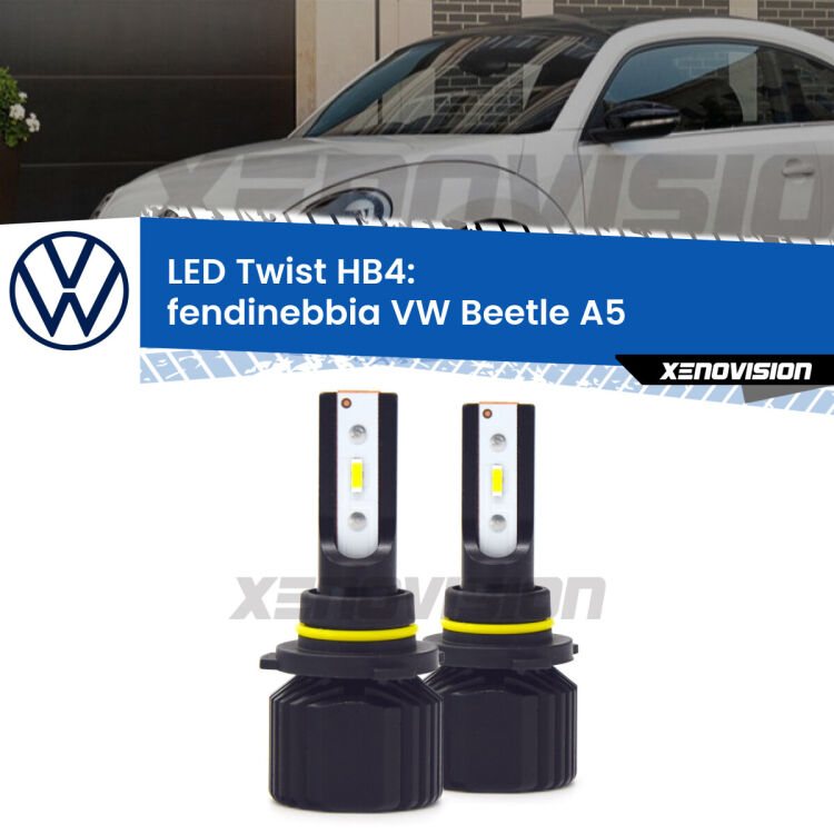 <strong>Kit fendinebbia LED</strong> HB4 per <strong>VW Beetle</strong> A5 R-Line. Compatte, impermeabili, senza ventola: praticamente indistruttibili. Top Quality.