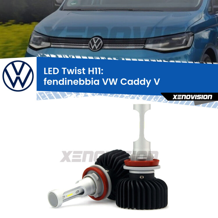 <strong>Kit fendinebbia LED</strong> H11 per <strong>VW Caddy V</strong>  2021 in poi. Compatte, impermeabili, senza ventola: praticamente indistruttibili. Top Quality.