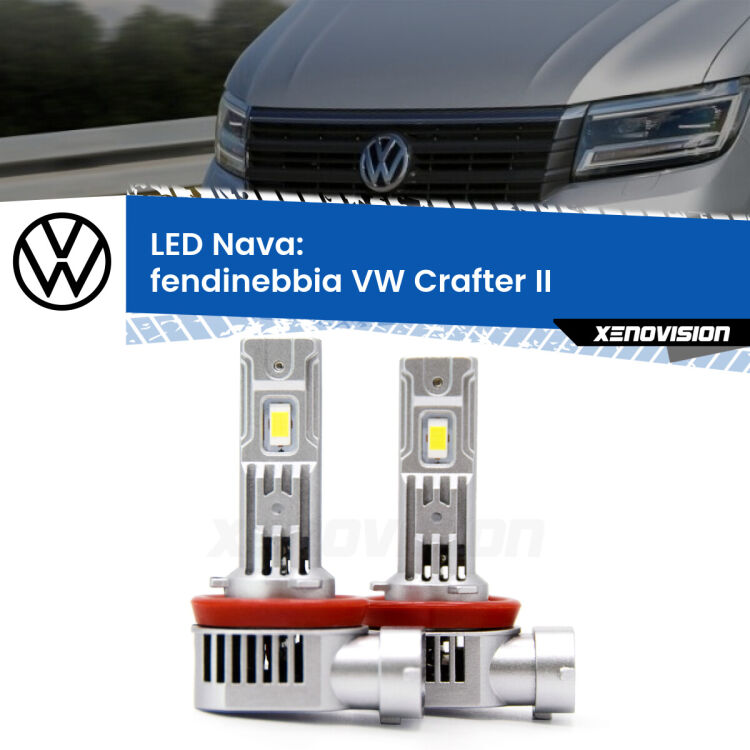 0 Fendinebbia LED VW Crafter II 2016 in poi: Nava 20,000Lm <strong>Fendinebbia LED no-spie per VW Crafter</strong> II 2016 in poi. Coppia lampade <strong>H11</strong>/H9/H8/H16(JP) modello Nava canbus, raffreddate a ventola.