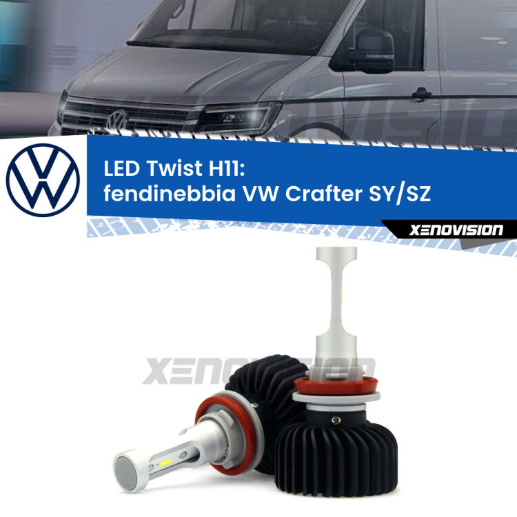 <strong>Kit fendinebbia LED</strong> H11 per <strong>VW Crafter</strong> SY/SZ 2016 in poi. Compatte, impermeabili, senza ventola: praticamente indistruttibili. Top Quality.