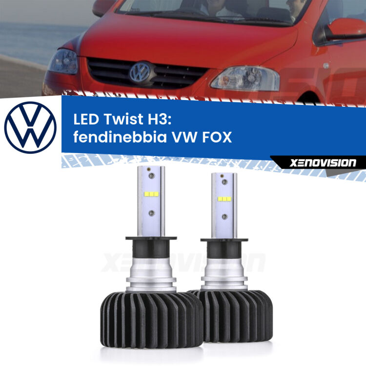 <strong>Kit fendinebbia LED</strong> H3 per <strong>VW FOX</strong>  2003 - 2014. Compatte, impermeabili, senza ventola: praticamente indistruttibili. Top Quality.