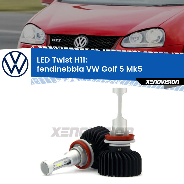 <strong>Kit fendinebbia LED</strong> H11 per <strong>VW Golf 5</strong> Mk5 prima serie. Compatte, impermeabili, senza ventola: praticamente indistruttibili. Top Quality.