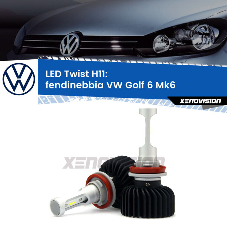<strong>Kit fendinebbia LED</strong> H11 per <strong>VW Golf 6</strong> Mk6 2012 - 2011. Compatte, impermeabili, senza ventola: praticamente indistruttibili. Top Quality.
