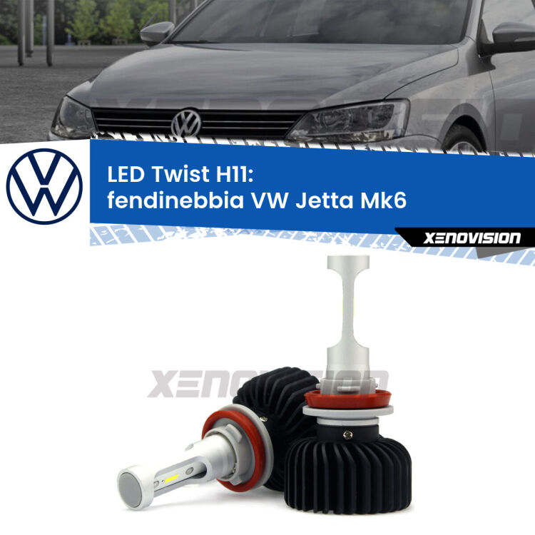 <strong>Kit fendinebbia LED</strong> H11 per <strong>VW Jetta</strong> Mk6 2015 - 2017. Compatte, impermeabili, senza ventola: praticamente indistruttibili. Top Quality.