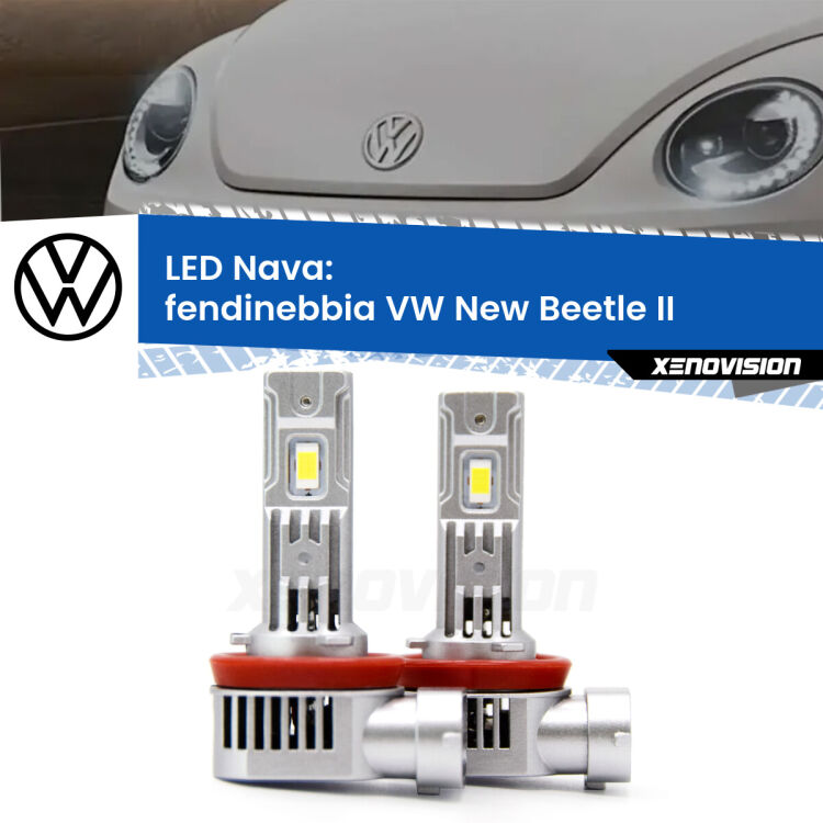 Fendinebbia LED VW New Beetle II 2011 - 2019: Nava 20,000Lm <strong>Fendinebbia LED no-spie per VW New Beetle</strong> II 2011 - 2019. Coppia lampade <strong>H11</strong>/H9/H8/H16(JP) modello Nava canbus, raffreddate a ventola.