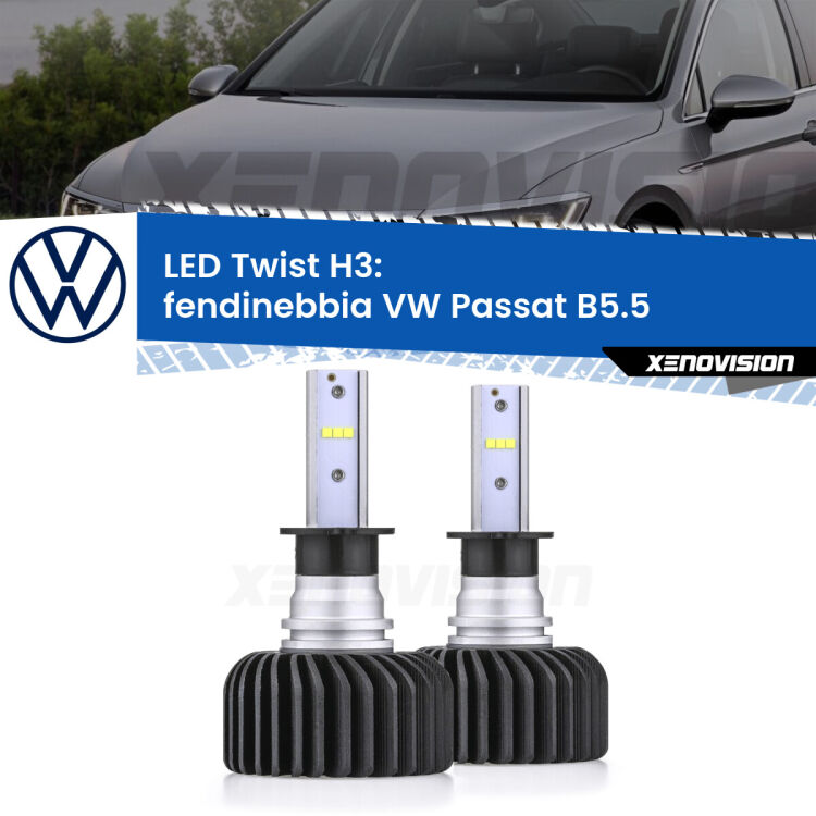 <strong>Kit fendinebbia LED</strong> H3 per <strong>VW Passat</strong> B5.5 2000 - 2005. Compatte, impermeabili, senza ventola: praticamente indistruttibili. Top Quality.