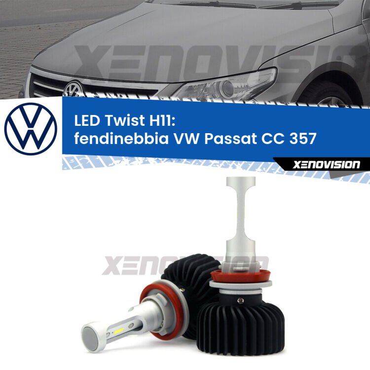 <strong>Kit fendinebbia LED</strong> H11 per <strong>VW Passat CC</strong> 357 2008 - 2012. Compatte, impermeabili, senza ventola: praticamente indistruttibili. Top Quality.