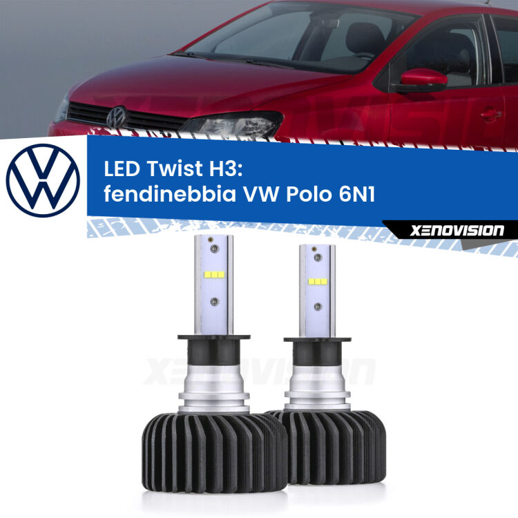 <strong>Kit fendinebbia LED</strong> H3 per <strong>VW Polo</strong> 6N1 1994 - 1998. Compatte, impermeabili, senza ventola: praticamente indistruttibili. Top Quality.