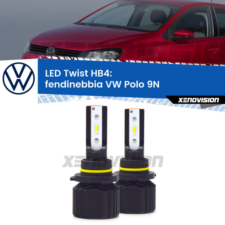 <strong>Kit fendinebbia LED</strong> HB4 per <strong>VW Polo</strong> 9N 2006 - 2008. Compatte, impermeabili, senza ventola: praticamente indistruttibili. Top Quality.