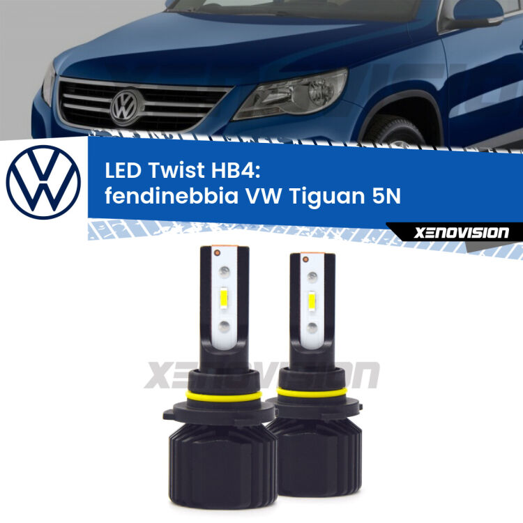 <strong>Kit fendinebbia LED</strong> HB4 per <strong>VW Tiguan</strong> 5N 2007 - 2018. Compatte, impermeabili, senza ventola: praticamente indistruttibili. Top Quality.