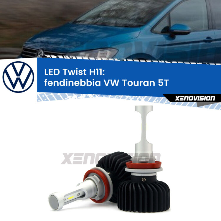 <strong>Kit fendinebbia LED</strong> H11 per <strong>VW Touran</strong> 5T 2015 - 2019. Compatte, impermeabili, senza ventola: praticamente indistruttibili. Top Quality.