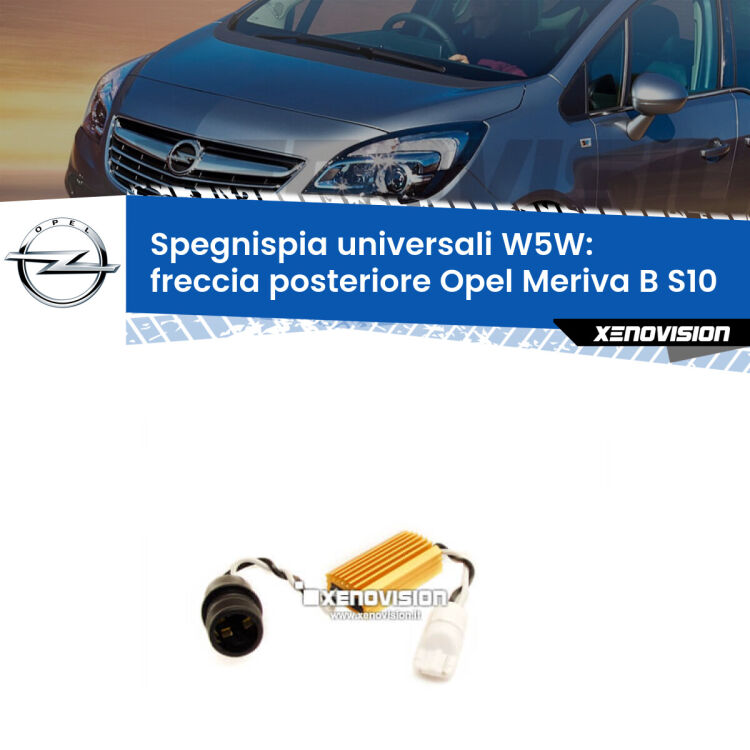 0 Filtri spegnispia universali W5W per Freccia posteriore Opel Meriva B S10 2010 - 2017 Coppia Filtri spegnispia universali W5W, si inseriscono a pressione nel portalampada della Freccia posteriore di Opel Meriva B</strong> S10 2010 - 2017.