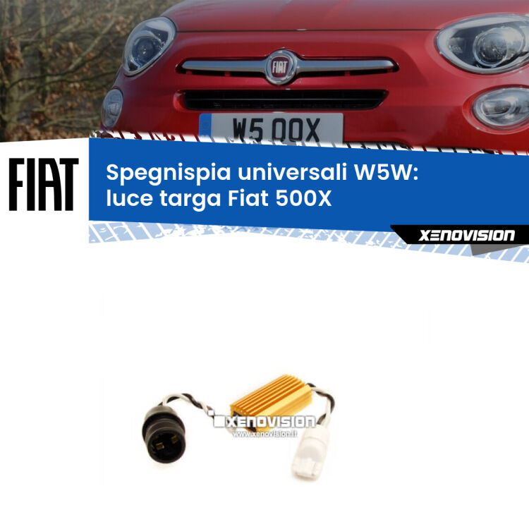 Coppia Filtri spegnispia universali W5W, si inseriscono a pressione nel portalampada della Luce Targa di Fiat 500X</strong>  2014 in poi.