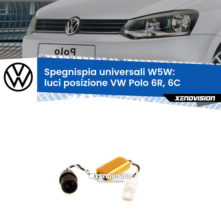 Coppia Filtri spegnispia universali W5W, si inseriscono a pressione nel portalampada della Luci posizione di VW Polo</strong> 6R, 6C 2009-2016.