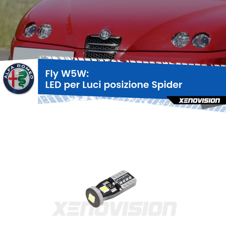0 Fly W5W: Luci posizione LED per Alfa romeo Spider 916 <strong>Luci posizione LED Alfa romeo Spider (916) 1995 - 2005</strong>: Canbus. Compatto. Perfetto per illuminare con una luce bianca cristallina.