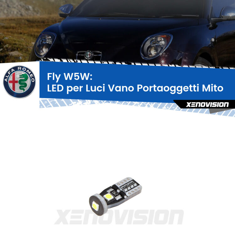 0 Fly W5W: Luci Vano Portaoggetti LED per Alfa romeo Mito 955 <strong>Luci Vano Portaoggetti LED Alfa romeo Mito (955) 2008 - 2018</strong>: Canbus. Compatto. Perfetto per illuminare con una luce bianca cristallina.
