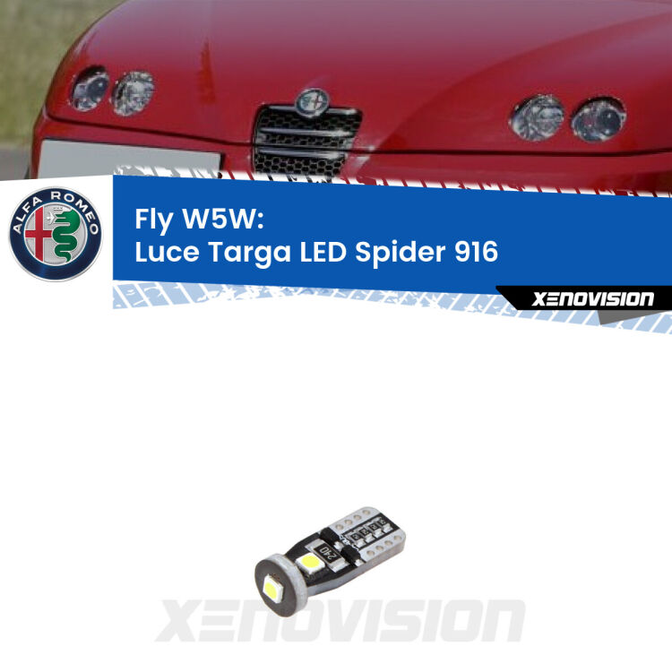 0 Fly W5W: Luce Targa LED per Alfa romeo Spider 916 <strong>Luce Targa LED Alfa romeo Spider (916) 1995 - 2005</strong>: Canbus. Compatto. Perfetto per illuminare con una luce bianca cristallina.