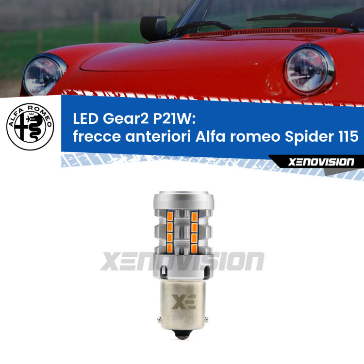 <strong>Frecce Anteriori LED no-spie per Alfa romeo Spider</strong> 115 1971 - 1993. Lampada <strong>P21W</strong> modello Gear2 no Hyperflash.