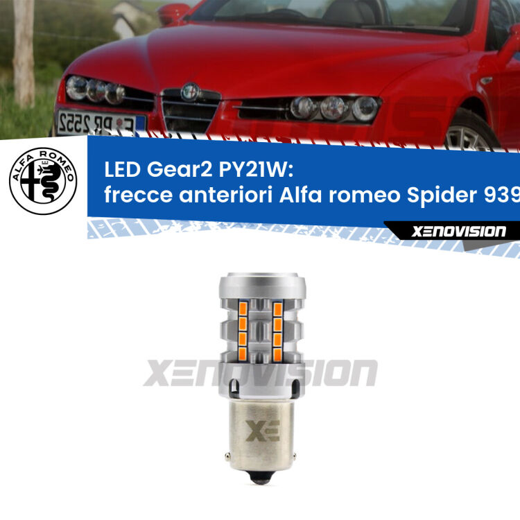 <strong>Frecce Anteriori LED no-spie per Alfa romeo Spider</strong> 939 2006 - 2010. Lampada <strong>PY21W</strong> modello Gear2 no Hyperflash.