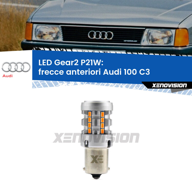 <strong>Frecce Anteriori LED no-spie per Audi 100</strong> C3 1982 - 1990. Lampada <strong>P21W</strong> modello Gear2 no Hyperflash.