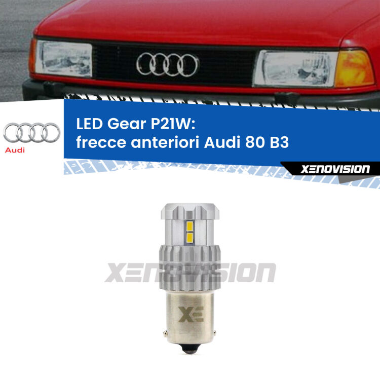 <strong>LED P21W per </strong><strong>Frecce Anteriori Audi 80 (B3) 1986 - 1991</strong><strong>. </strong>Richiede resistenze per eliminare lampeggio rapido, 3x più luce, compatta. Top Quality.

<strong>Frecce Anteriori LED per Audi 80</strong> B3 1986 - 1991. Lampada <strong>P21W</strong>. Usa delle resistenze per eliminare lampeggio rapido.