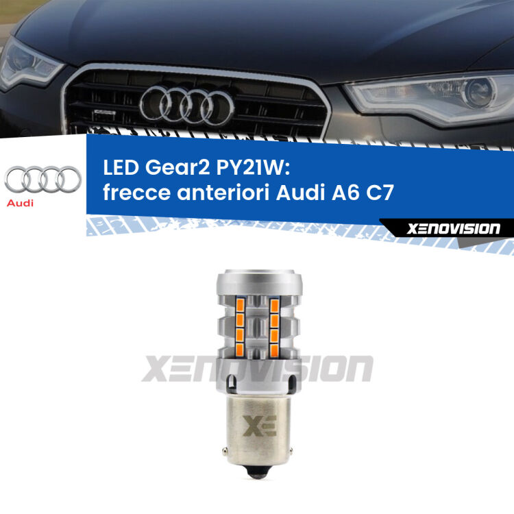 <strong>Frecce Anteriori LED no-spie per Audi A6</strong> C7 2010 - 2018. Lampada <strong>PY21W</strong> modello Gear2 no Hyperflash.