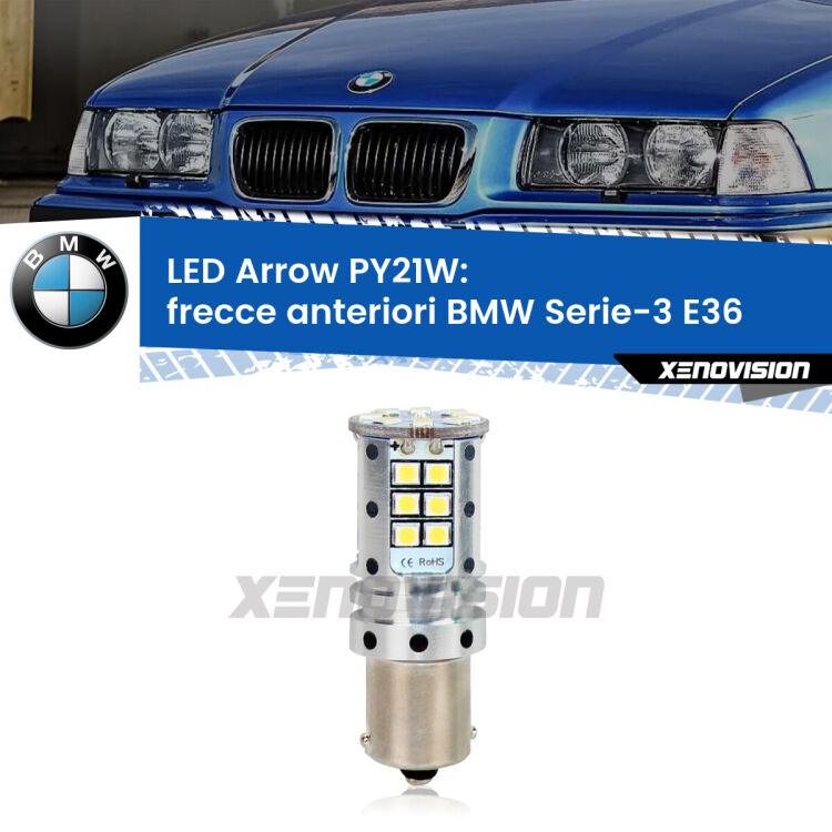 <strong>Frecce Anteriori LED no-spie per BMW Serie-3</strong> E36 faro bianco. Lampada <strong>PY21W</strong> modello top di gamma Arrow.
