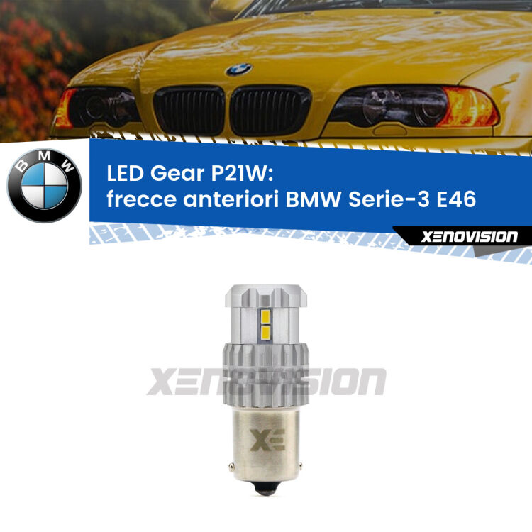 <strong>LED P21W per </strong><strong>Frecce Anteriori BMW Serie-3 (E46) faro giallo</strong><strong>. </strong>Richiede resistenze per eliminare lampeggio rapido, 3x più luce, compatta. Top Quality.

<strong>Frecce Anteriori LED per BMW Serie-3</strong> E46 faro giallo. Lampada <strong>P21W</strong>. Usa delle resistenze per eliminare lampeggio rapido.