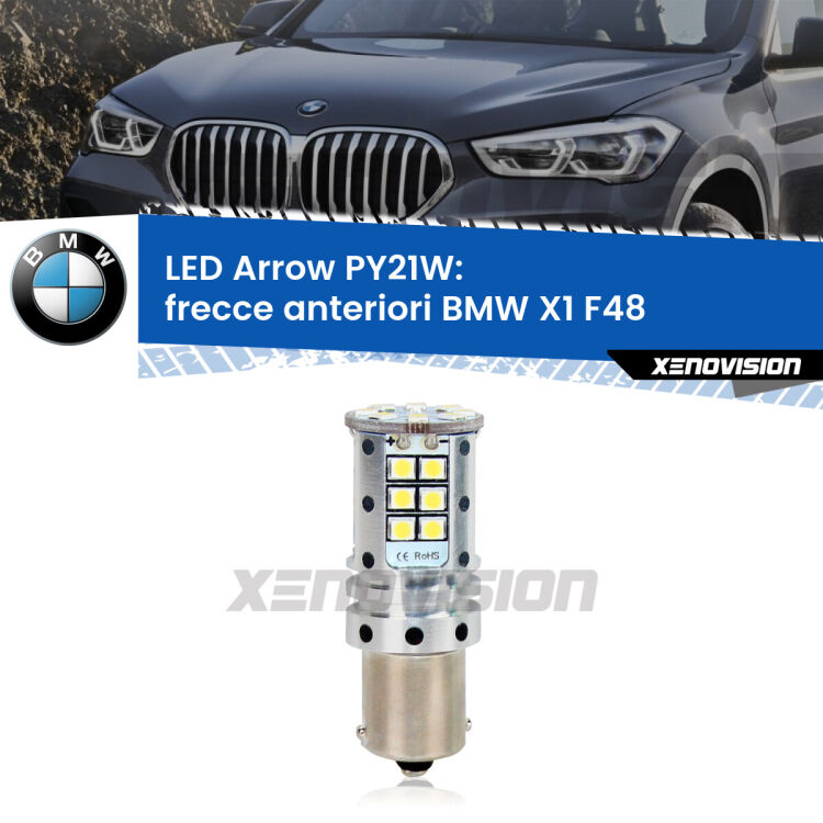 <strong>Frecce Anteriori LED no-spie per BMW X1</strong> F48 2016 - 2021. Lampada <strong>PY21W</strong> modello top di gamma Arrow.