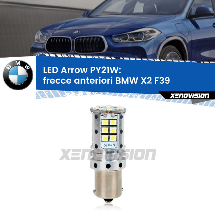 <strong>Frecce Anteriori LED no-spie per BMW X2</strong> F39 2017 in poi. Lampada <strong>PY21W</strong> modello top di gamma Arrow.