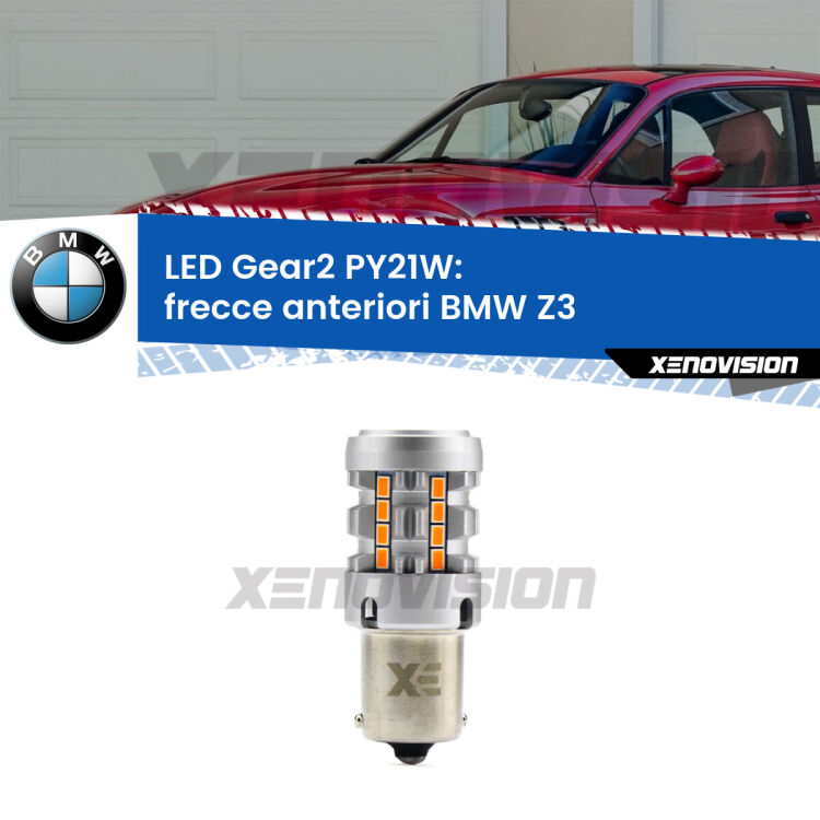 <strong>Frecce Anteriori LED no-spie per BMW Z3</strong>  faro bianco. Lampada <strong>PY21W</strong> modello Gear2 no Hyperflash.
