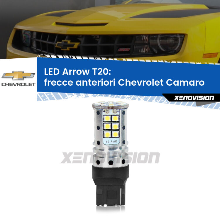 <strong>Frecce Anteriori LED no-spie per Chevrolet Camaro</strong>  2011 - 2015. Lampada <strong>T20</strong> no Hyperflash modello Arrow.