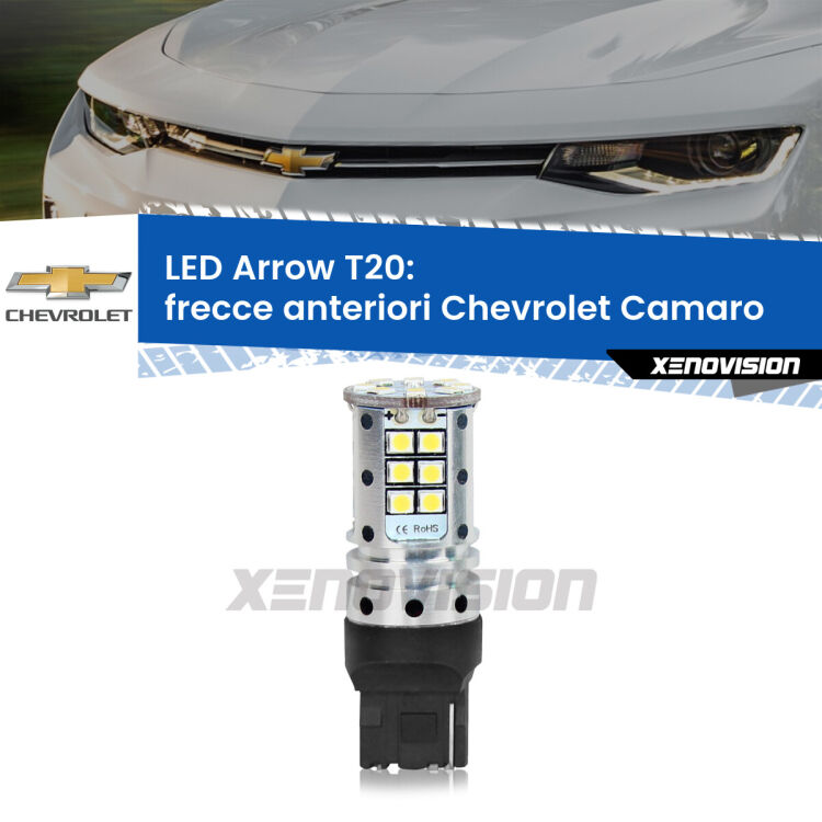 <strong>Frecce Anteriori LED no-spie per Chevrolet Camaro</strong>  2015 in poi. Lampada <strong>T20</strong> no Hyperflash modello Arrow.