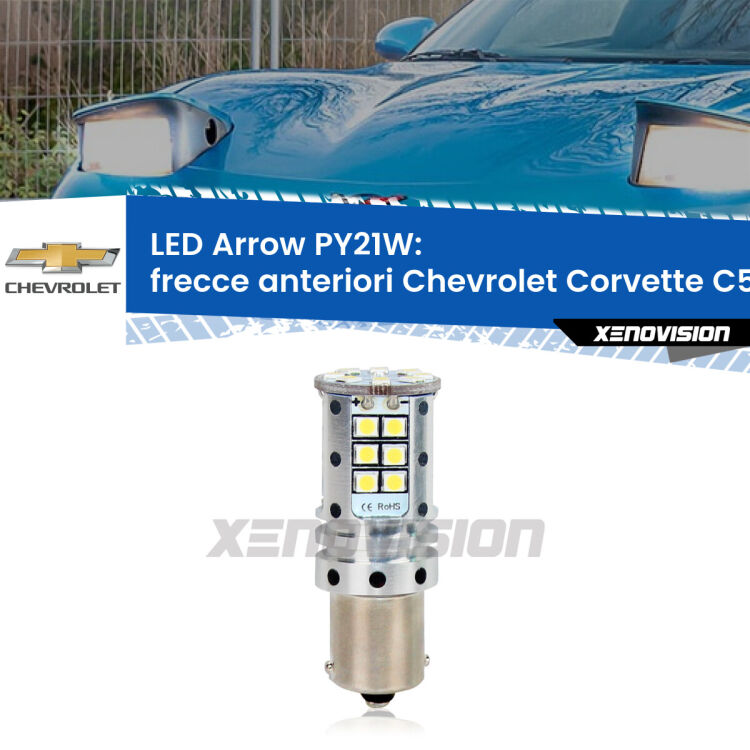 <strong>Frecce Anteriori LED no-spie per Chevrolet Corvette</strong> C5 1997 - 2004. Lampada <strong>PY21W</strong> modello top di gamma Arrow.