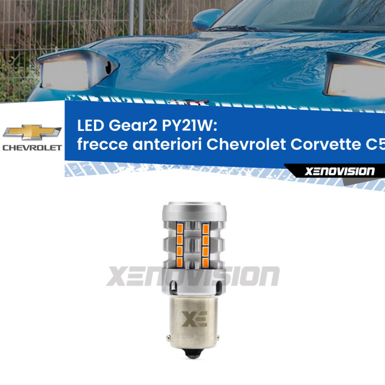 <strong>Frecce Anteriori LED no-spie per Chevrolet Corvette</strong> C5 1997 - 2004. Lampada <strong>PY21W</strong> modello Gear2 no Hyperflash.