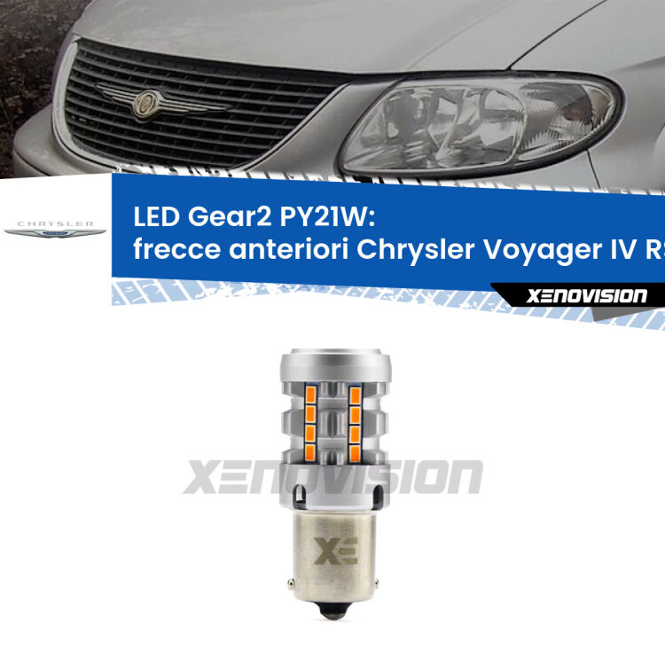 <strong>Frecce Anteriori LED no-spie per Chrysler Voyager IV</strong> RS 2000 - 2007. Lampada <strong>PY21W</strong> modello Gear2 no Hyperflash.