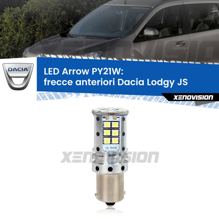 <strong>Frecce Anteriori LED no-spie per Dacia Lodgy</strong> JS 2012 in poi. Lampada <strong>PY21W</strong> modello top di gamma Arrow.
