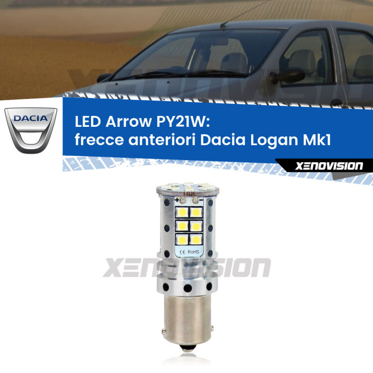 <strong>Frecce Anteriori LED no-spie per Dacia Logan</strong> Mk1 2004 - 2011. Lampada <strong>PY21W</strong> modello top di gamma Arrow.