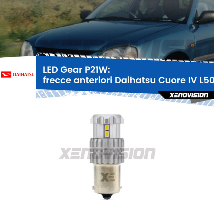 <strong>LED P21W per </strong><strong>Frecce Anteriori Daihatsu Cuore IV (L500) 1995 - 1998</strong><strong>. </strong>Richiede resistenze per eliminare lampeggio rapido, 3x più luce, compatta. Top Quality.

<strong>Frecce Anteriori LED per Daihatsu Cuore IV</strong> L500 1995 - 1998. Lampada <strong>P21W</strong>. Usa delle resistenze per eliminare lampeggio rapido.